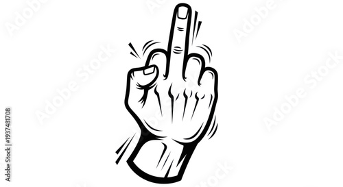 Hand Gesture Middle Finger Offensive Symbol, Vector Art