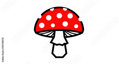 Red Mushroom with White Spots - Cartoon Icon