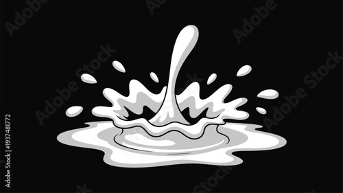 Dynamic milk splash illustration black