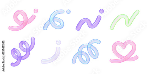 Cuadro en lienzo Yume Kawaii Transparent Jelly Shape Collection - Cute Swirl Symbol Set - Transpa