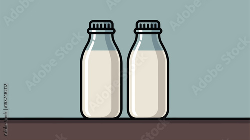 Glass milk bottles shelf