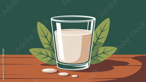 Glass Milk Wooden Table Leaves