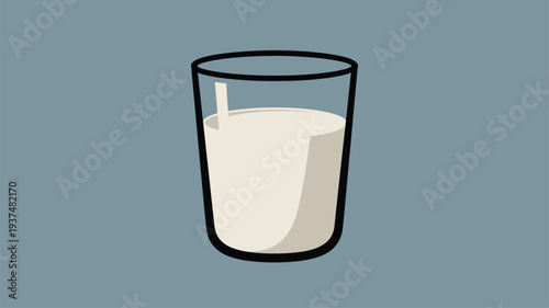 Glass milk straw blue background graphic