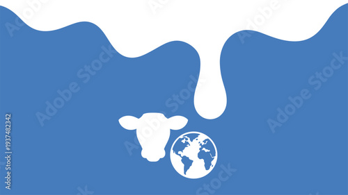 Global milk dairy cow illustration