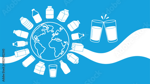 Global milk packaging illustration