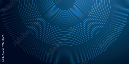 Dark blue gradient abstract background with modern glowing circle lines decoration. Futuristic minimalist geometric line vector design pattern. VOL. 2