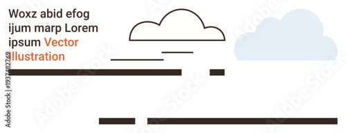 Graphic design, template creation, abstract art, minimalism, educational content, creative layouts. Clouds, horizontal lines text elements. Graphic design and template creation concept