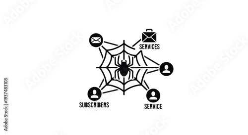 digital marketing network strategy web illustration