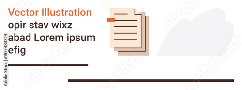 Content creation, layout design, minimalist design, educational materials, document management, and templates. A document icon with text lines on a blank space. Content creation and layout design