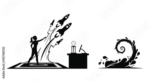 business growth success launch concept vector illustration
