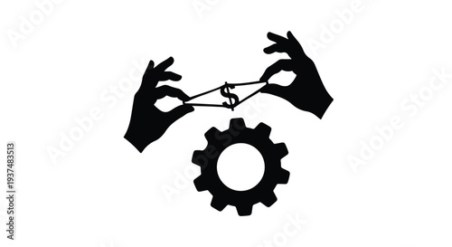 Breaking free mechanical gear hands silhouette