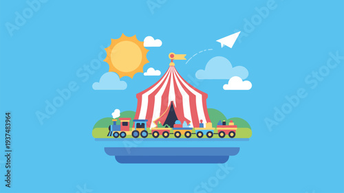Circus tent train sunny sky
