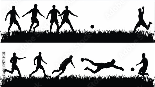Dynamic soccer players in action on grassy field