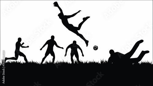 Dynamic soccer players in action on grassy field
