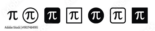 Pi symbol icons for mathematics and science concepts