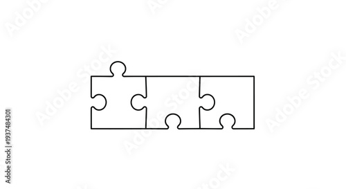 Minimalist three-piece puzzle outline for connection and teamwork
