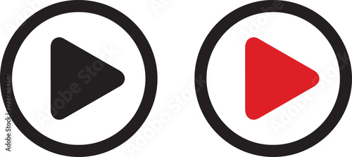 Play button icons in black and red for media playback
