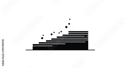 Black ascending staircase with rising dots