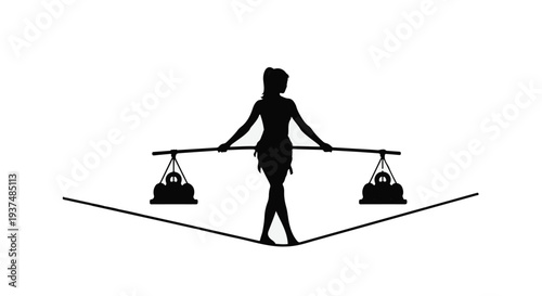 woman balancing scales on tightrope equality justice