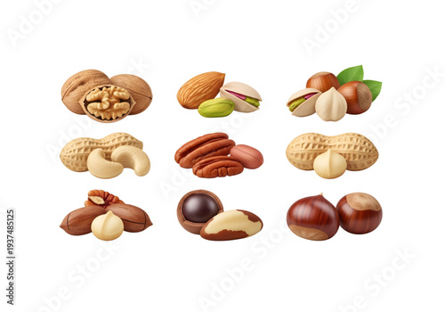 Assorted nuts collection png on transparent background
