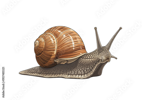 Garden snail with brown shell brown png on transparent background