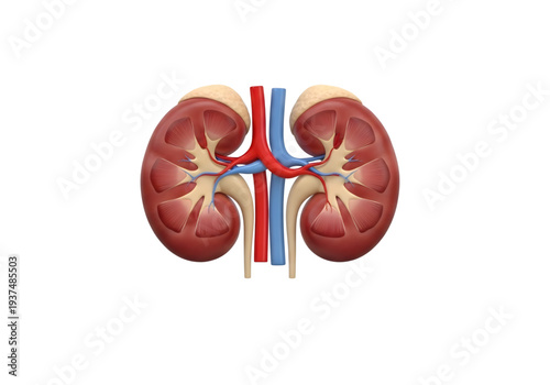 Human kidney anatomy medical illustration png on transparent background