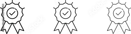Approved Seal Badge with Checkmark Line Icon