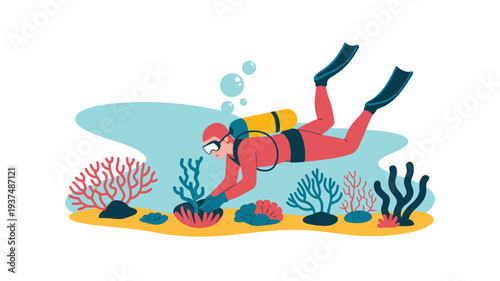 Scuba diver coral reef ocean
