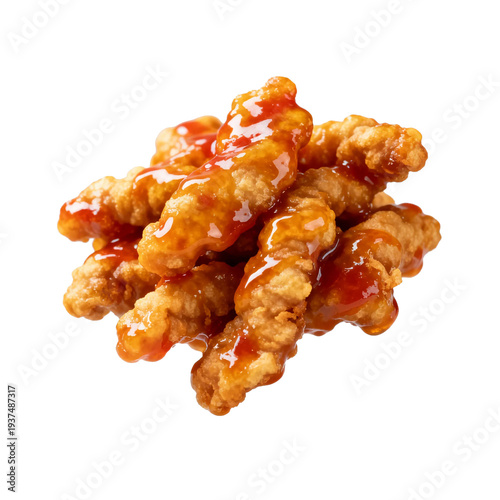 [Transparent Background PNG]Crispy fried pork strips with sweet and sour sauce
