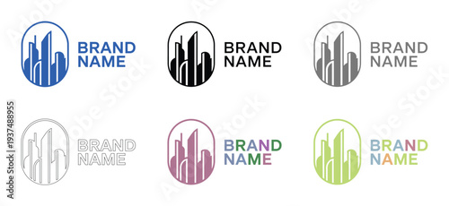 Colorful Cityscape Logo Designs Variations