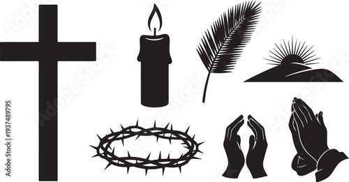 Christian symbols and objects for faith and spirituality concept
