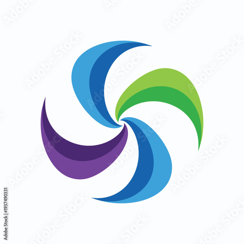 Abstract colorful spiral logo design. Modern swirling shape vector illustration. Dynamic motion graphic element. Creative pinwheel symbol