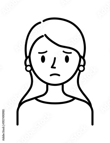 ベクターイラスト素材：困ったり悩んだりしている若い女性アイコン