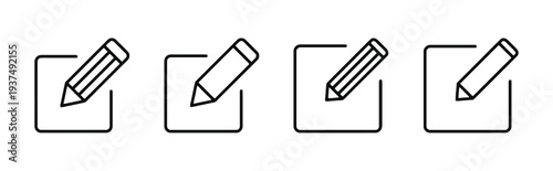 Set of four pencil and square icons indicating editing or note taking concept