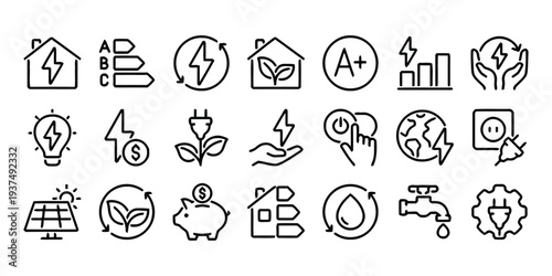 Set of icons for ecology and renewable energy sources