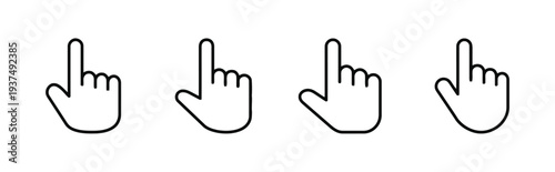 Set of hand cursor icons on white background