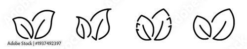 Set of leaf icons different styles nature symbol green organic health symbol
