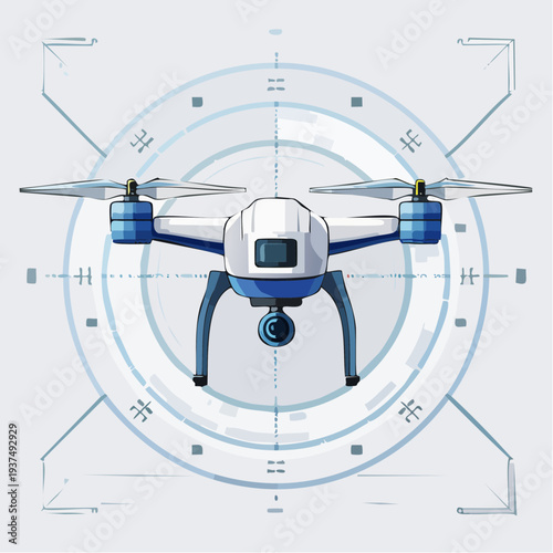 cutaway infographic vector of drone internal components showing battery, camera sensor and navigation system, clean educational aerospace illustration