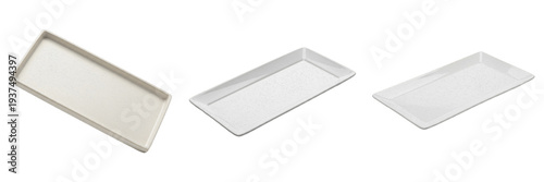 Принти на полотні Set and collection of empty white rectangular ceramic plates and minimalist porc