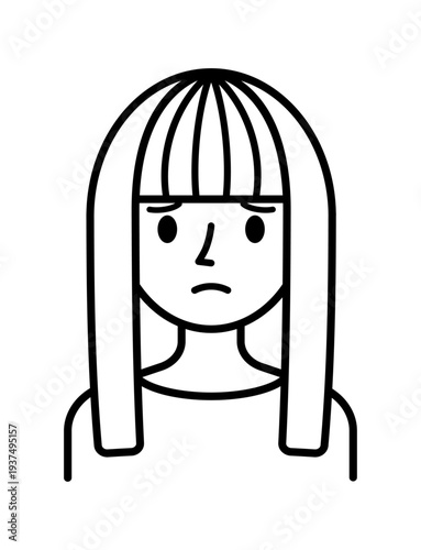 ベクターイラスト素材：困ったり悩んだりしている若い女性アイコン