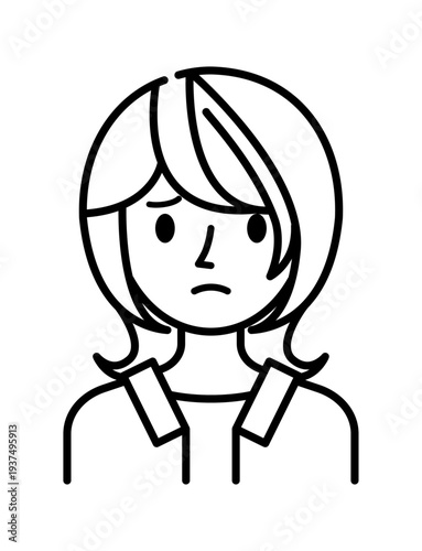 ベクターイラスト素材：困ったり悩んだりしている若い女性アイコン