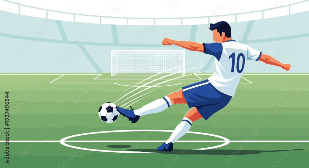 Obraz premium Soccer Player Kicking Ball on Field 3.