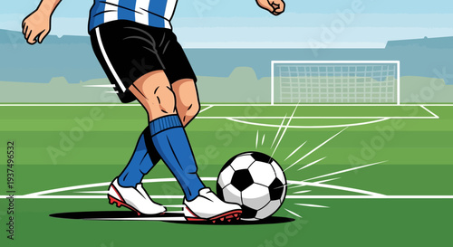 Soccer Player Kicking Ball on Field 1.