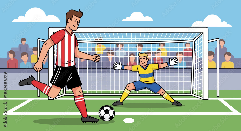 Fototapeta premium Soccer Player Kicking Ball Towards Goal 4.