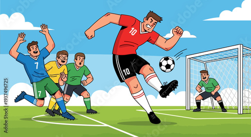 Soccer Player Kicking Ball Towards Goal 5.