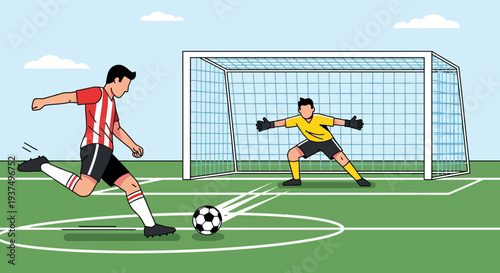 Soccer Player Kicking Ball Towards Goal 8.