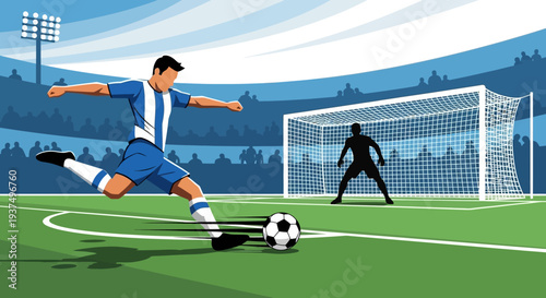 Soccer Player Kicking Ball Towards Goal 9.