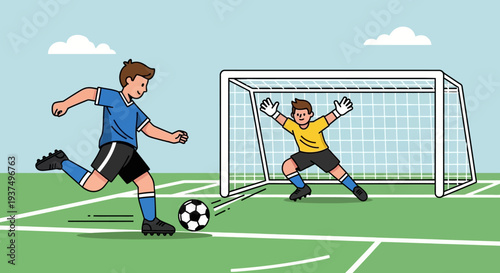 Soccer Player Kicking Ball Towards Goal 10.