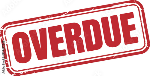 A bold red stamp with the word overdue written in white capital letters