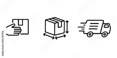 Shipping and delivery icons with package and truck